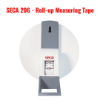  Wall-mounted roll-up measuring tape with easy-to-read display window and durable metal tape.