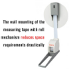 SECA 206: Wall-mounted roll-up measuring tape that significantly reduces space requirements.