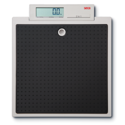 the seca 876 is highly stable and accommodates weights up to 250 kilograms. Its four leveling bases ensure secure stability, even during weighing with small children held by adults. The mother/child function simplifies tare weight calculation with a single button press.